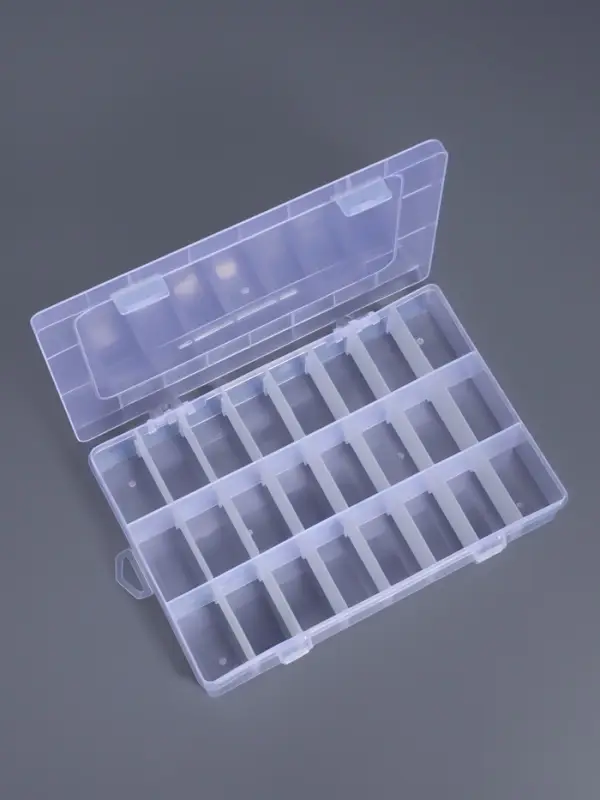 Органайзер для хранения мелочей, передвижные ячейки, 24 ячейки, 19.5&times;13.5&times;3.5 см, прозрачный