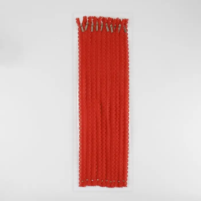 Молния «Спираль», №3, неразъёмная, ажурная, замок автомат, 50 см, красная