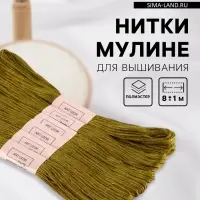 Нитки мулине №831, 8&plusmn;1 м, набор 6 шт., оливковые