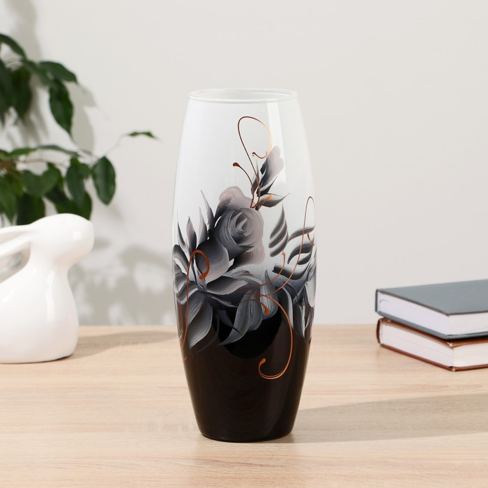 Ваза  Ваза "Чёрно-белая роза" d-7,5х11х26 см