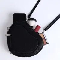 Сумка женская кросс-боди на молнии, в форме сердца, 20&times;5&times;16 см, чёрная