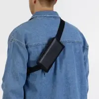 Сумка мужская через плечо TEXTURA, портмоне - клатч, на молнии, чёрная