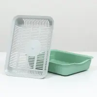 Лоток для кошек, 34.5&times;25.5&times;7.5 см, с сеткой, пластик, серый, оливковый