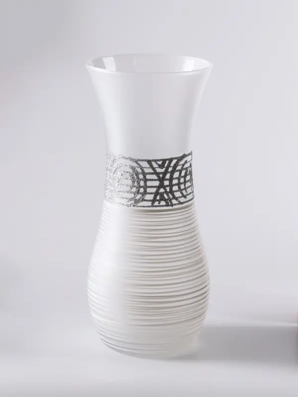 Ваза &laquo;Эридан. Белоснежный узор&raquo;, волна, h=26 см, стекло, белая
