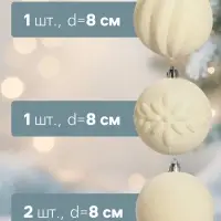 Ёлочные шары &laquo;Бархатный зной&raquo;, d=8 см, набор 4 шт., белые