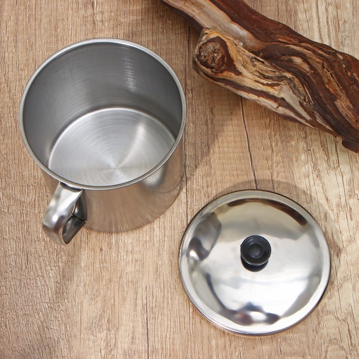 Кружка из нержавеющей стали с крышкой «Вестерн», 800 мл, d=11 см, цвет хромированный