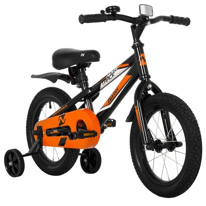 Велосипед детский Novatrack JUSTER, диаметр колёс 14", со съёмными колёсами, чёрный