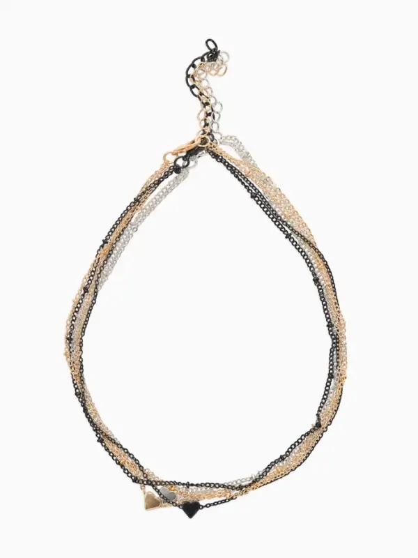 Кулоны на цепочке &laquo;Сердце&raquo;, 3 шт. L=35+7 см, разноцветный