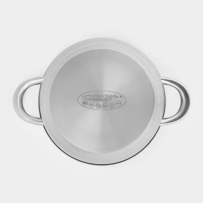 Кастрюля Катунь &laquo;Диана&raquo;, 3.5 л, d=20 см, со стеклянной крышкой, капсульное дно, индукция, нержавеющая сталь, AISI - 201, хромированная