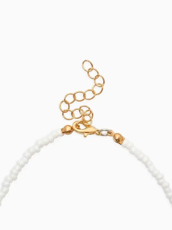 Чокер из бисера "Сердце", цвет бело-красный в золоте, L=45 см