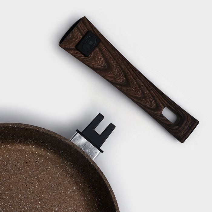 Сковорода Доляна «Брауни», d=24 см, съёмная ручка, стеклянная крышка, антипригарное покрытие, индукция