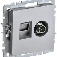 BRITE Розетка двойная TV+RJ45 кат.5E РТВ/РК12-БрА алюминий