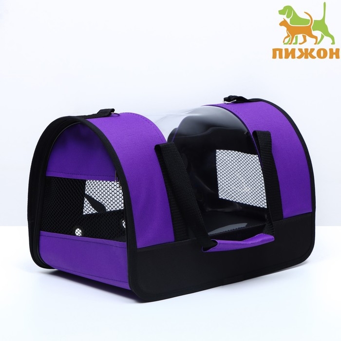 Сумка-переноска с окном  Сумка-переноска с окном "Панорамная", 40 х 25 х 27 см, фиолетовая