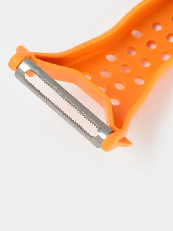 Овощечистка Доляна &laquo;Горох&raquo;, двухсторонняя, 16 см, оранжевая