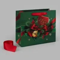 Пакет подарочный с лентой &laquo;Счастья в Новом году&raquo;, ML 27&times;23&times;11.5 см