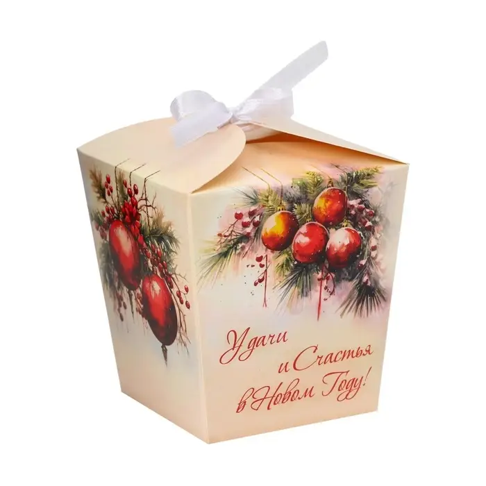 Бонбоньерка, новогодняя подарочная упаковка «Удачи и счастья в Новом Году», 7.5×8×7.5 см Бонбоньерка, новогодняя подарочная упаковка «Удачи и счастья в Новом Году», 7.5×8×7.5 см