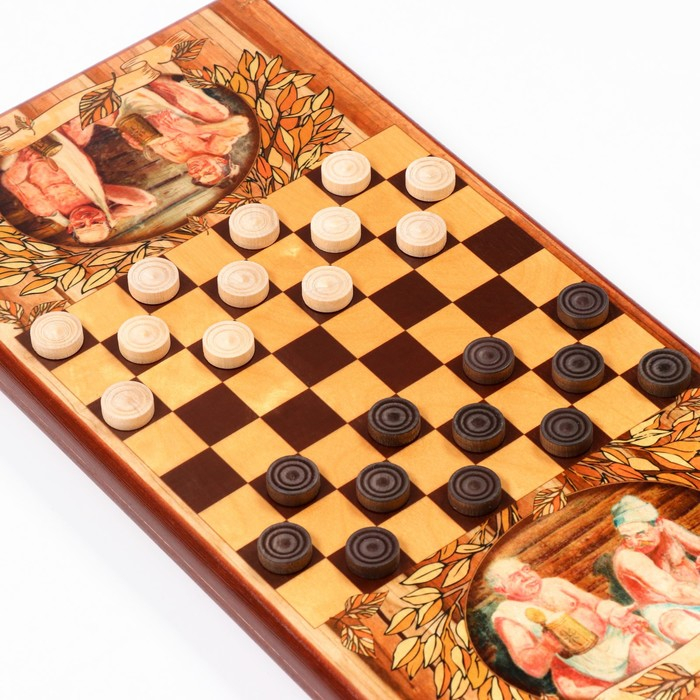 Нарды деревянные большие, с шашками "Для Бани", настольная игра, 60 х 60 см