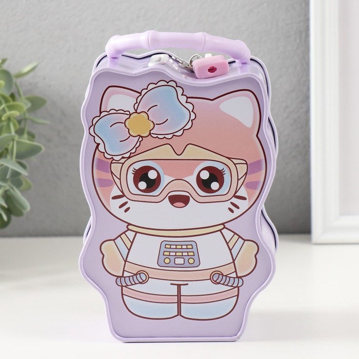 Копилка металл с замочком Копилка металл с замочком "Модная кошечка" МИКС 7х11х16 см