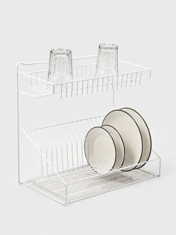 Сушилка для посуды с поддоном, 38.5&times;38.5&times;24 см, белый