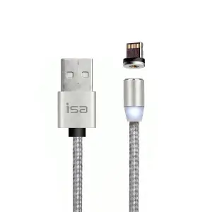 Кабель USB на Lightning 1.2m 2A магнитный MС-02 ISA серебро