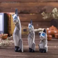 Сувенирный набор дерево "Кошечки с черным хвостиком" (20,15,12) 4х13х20 см