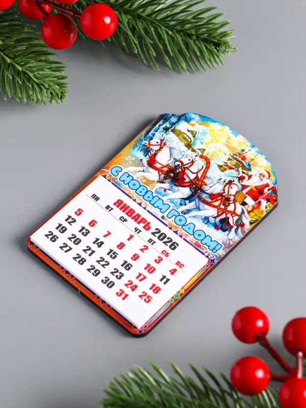 Набор новогодних магнитов-календарей, 2 шт, "С Новым годом, Счастья в дом" 9,5х6,5 см