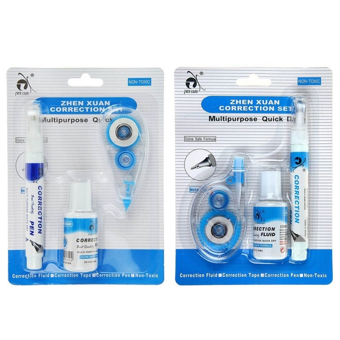 Корректор-лента Zhen Xuan 6 м х 5 мм, с корректором 18 мл, с корректирующим карандашом 7 мл, металлический наконечник, на основе растворителя Корректор-лента Zhen Xuan 6 м х 5 мм, с корректором 18 мл, с корректирующим карандашом 7 мл, металлический наконечник, на основе растворителя