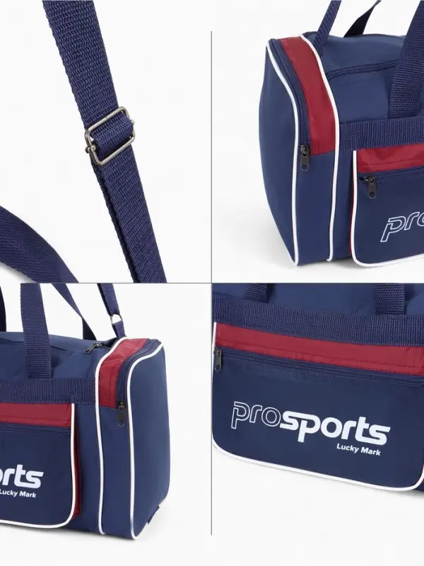 Сумка спорт С007, 40*19*23, отд на молнии, 3 н/кармана, дл ремень, сине/бордовый