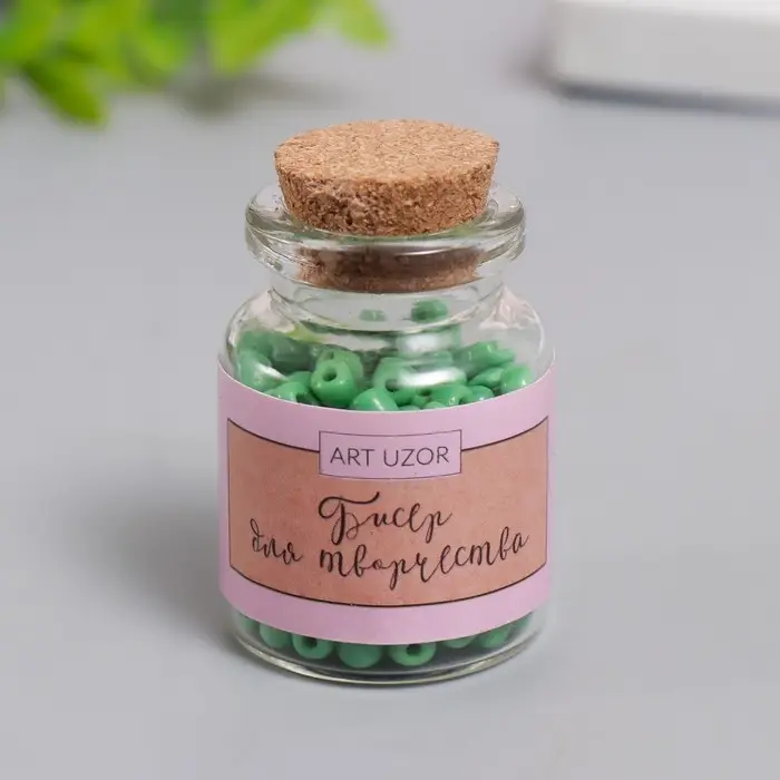 Бисер круглый 6/0 в бутылочке  Бисер круглый 6/0 в бутылочке "Нефритовый зелёный" 20 гр