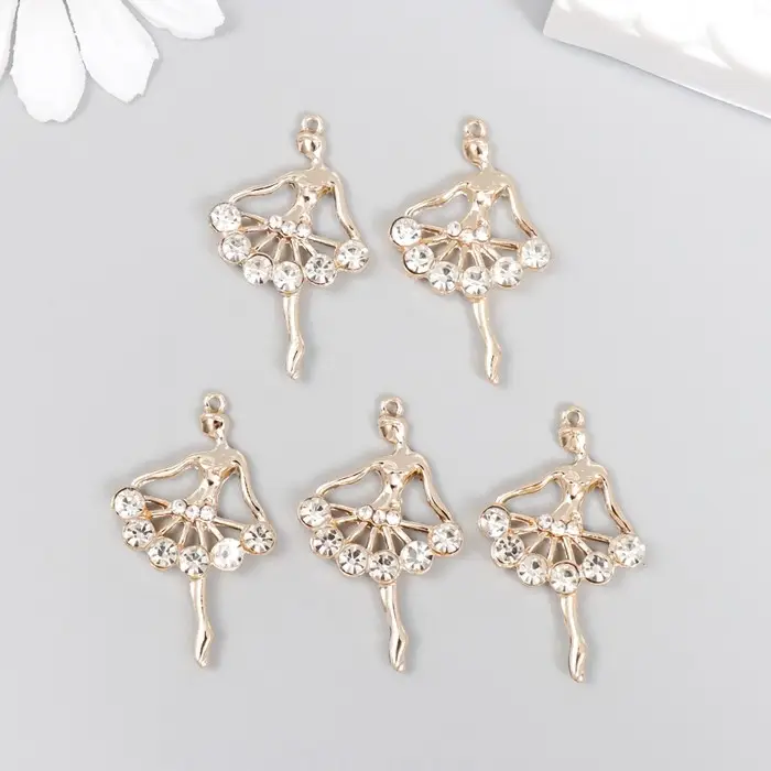 Декор для творчества металл, стразы "Балерина" золото 3,4х2,2 см Декор для творчества металл, стразы "Балерина" золото 3,4х2,2 см