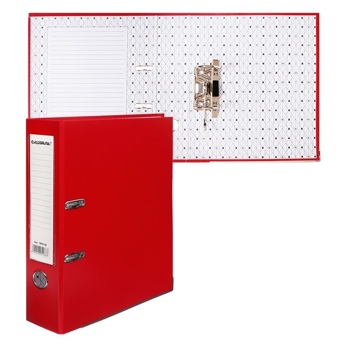 Папка-регистратор 75мм, А4, Calligrata Папка-регистратор 75мм, А4, Calligrata "Mega", бумвинил, с карманом на корешке, нижний металлический кант, красная