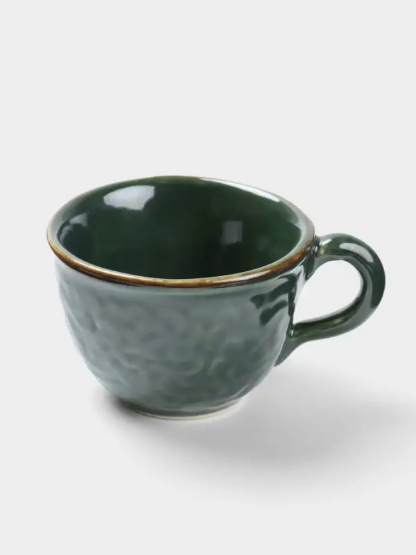 Чашка с блюдцем &laquo;Флора 1&raquo;, 13&times;13&times;8 см, керамика, зелёная