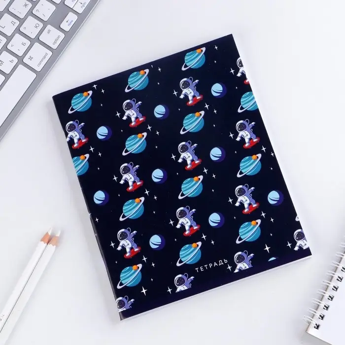 Тетрадь в клетку, 48 л., А5, на скрепке, блок №1 «Космос» МИКС Тетрадь в клетку, 48 л., А5, на скрепке, блок №1 «Космос» МИКС