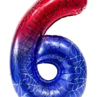 Воздушный шар фольгированный 40" цифра "6" героическая тема, цвет красный и синий, в ин.уп.