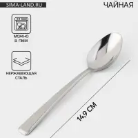 Ложка чайная Доляна &laquo;Пулкин&raquo;, длина 14.9 см, толщина 1.2 мм, нержавеющая сталь, серебристая