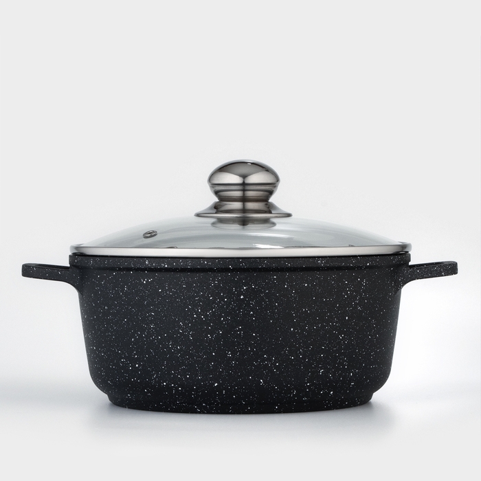 Кастрюля Доляна «Элит», 3,3 л, d=22 см, h=10 см, литой алюминий, литые ручки, антипригарное покрытие Кастрюля Доляна «Элит», 3,3 л, d=22 см, h=10 см, литой алюминий, литые ручки, антипригарное покрытие