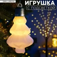 Ёлочная игрушка &laquo;Бархатная ёлочка&raquo; 12&times;8 см, от батареек LR44&times;3, свечение тёплое белое