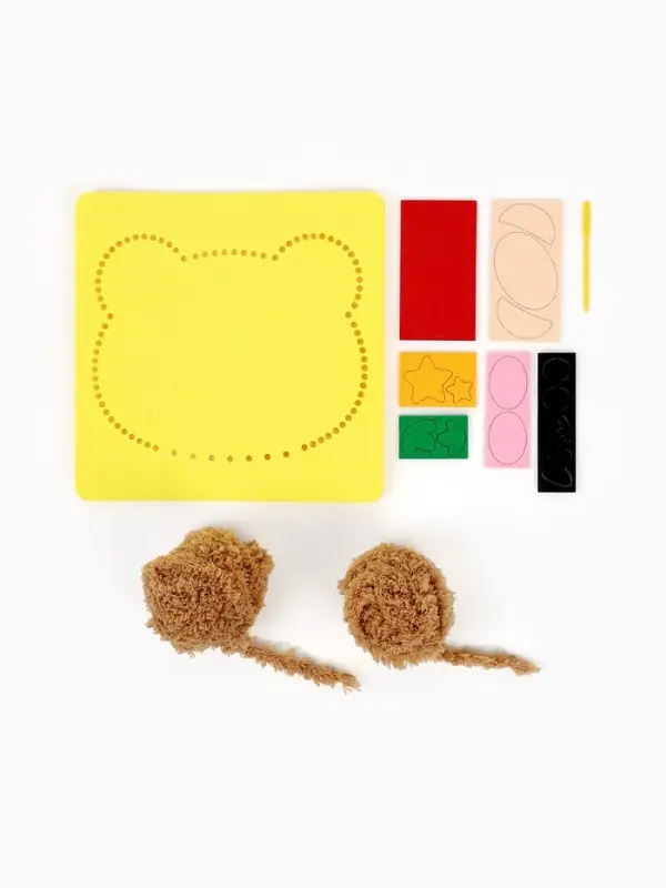 Вышивка по фетру &laquo;Медвежонок&raquo;, 20.5&times;20.5 см, жёлтая