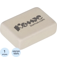 Ластик прямоугольный Комус, натуральный каучук, 26x18x8мм, белый