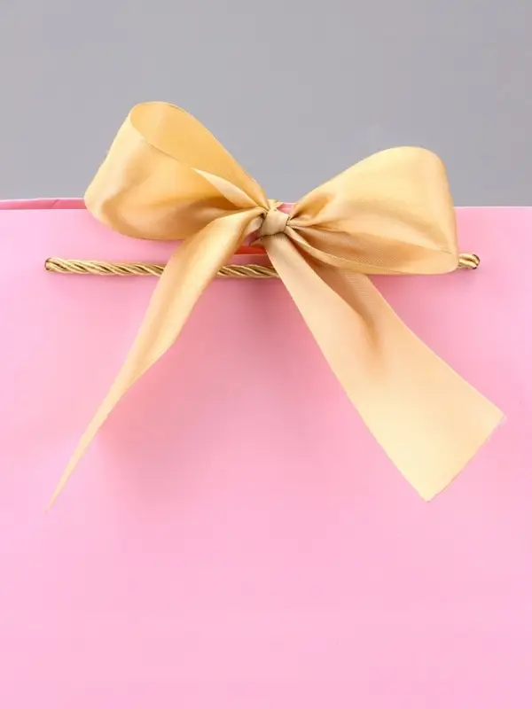 Пакет подарочный ламинированный с лентой &laquo;Розовый&raquo;, горизонтальный, 19&times;20&times;9 см