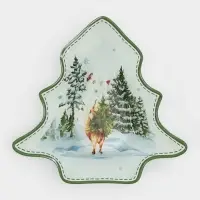 Блюдо сервировочное ёлочка "Зверьки в лесу" 17,7х18,5х3,5 см