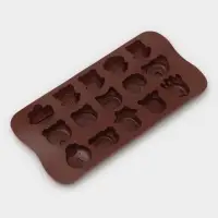 Форма для конфет и шоколада Доляна &laquo;Животные. Любовь&raquo;, силикон, 20.6&times;10.5&times;1.4 см, 15 ячеек, коричневая