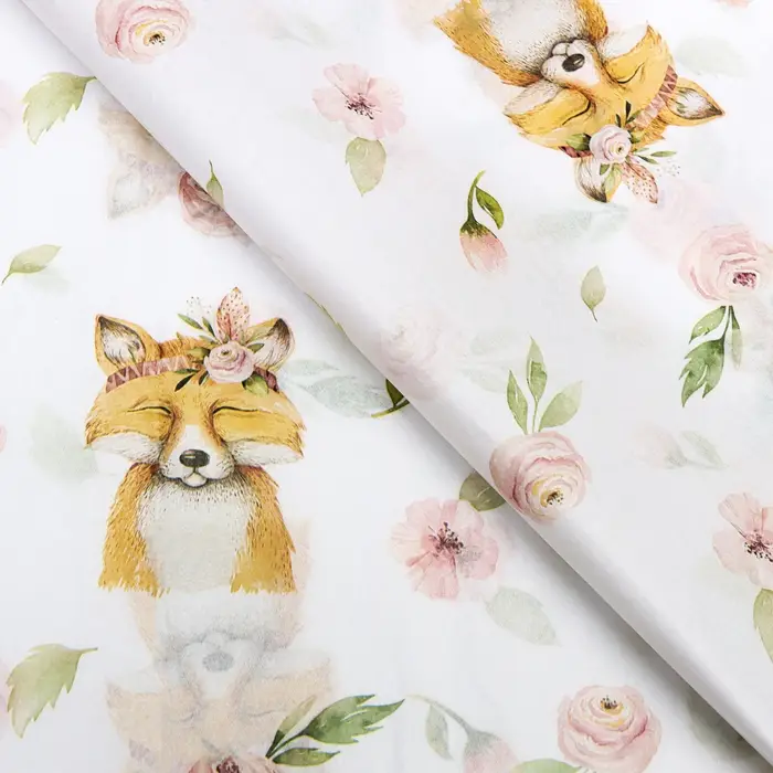 Бумага упаковочная тишью «Лисица и сад», 50 см × 70 см, 17 грамм