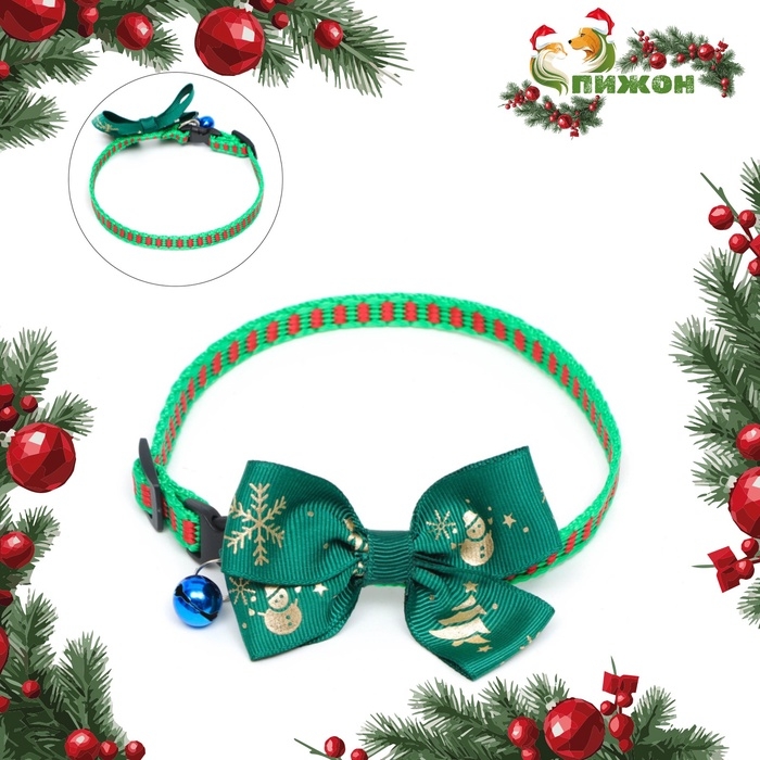 Ошейник Ошейник "Зима", 30 х 1 см, капрон, зелёный