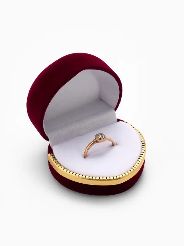 Футляр под кольцо, серьги &laquo;Сердце&raquo;, бархатный, 4&times;5 см, бордовый с золотом