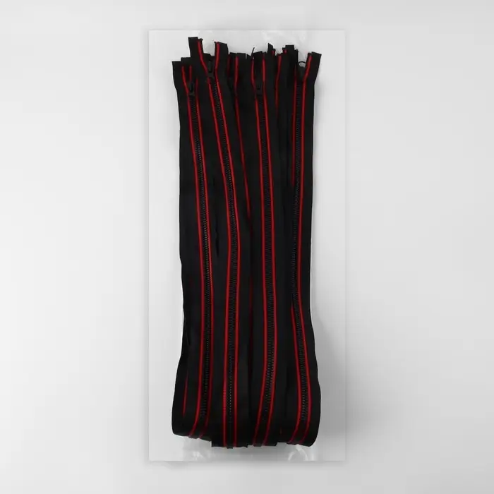 Молния «Трактор», №5, разъёмная, замок автомат, 80 см, чёрная, красная