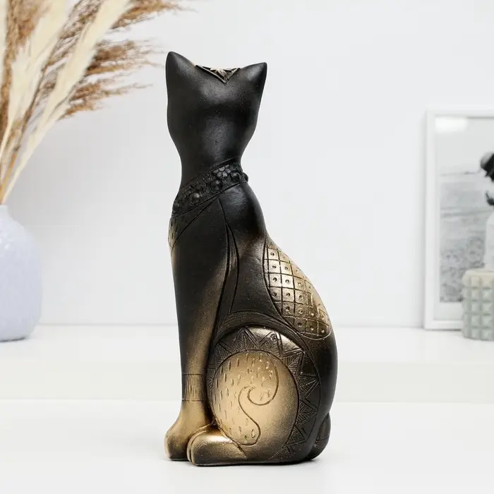 Фигурка гипс &laquo;Кот Фараон&raquo;, чёрная в золоте, 28 см