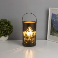 Фигурка светящаяся RISALUX &laquo;Ночной лес&raquo;, LED-ночник, 3&times;ААА, чёрный, 12&times;12&times;20.5 см
