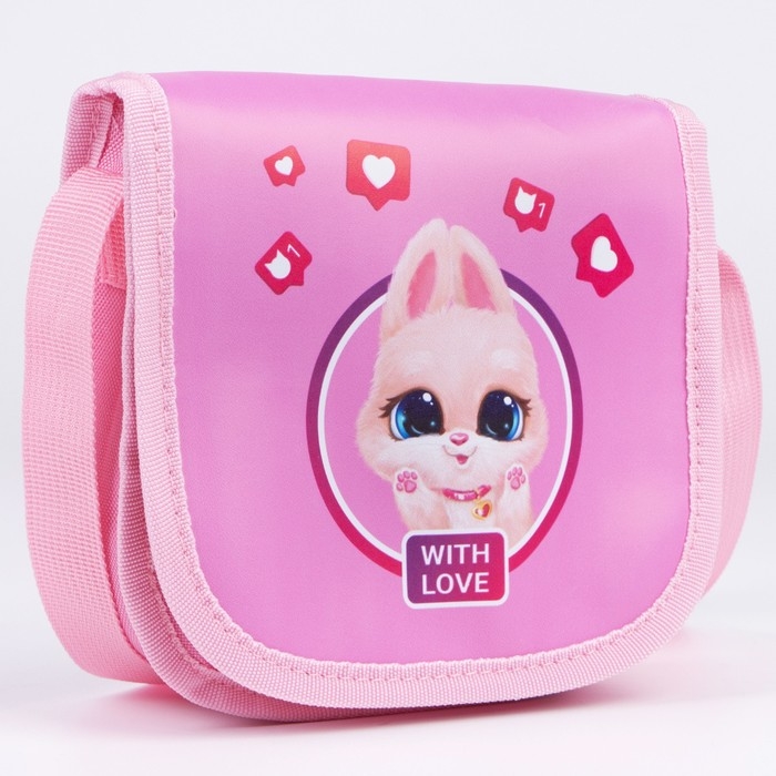 Сумка детская With love Зайчик на клапане, цвет розовый