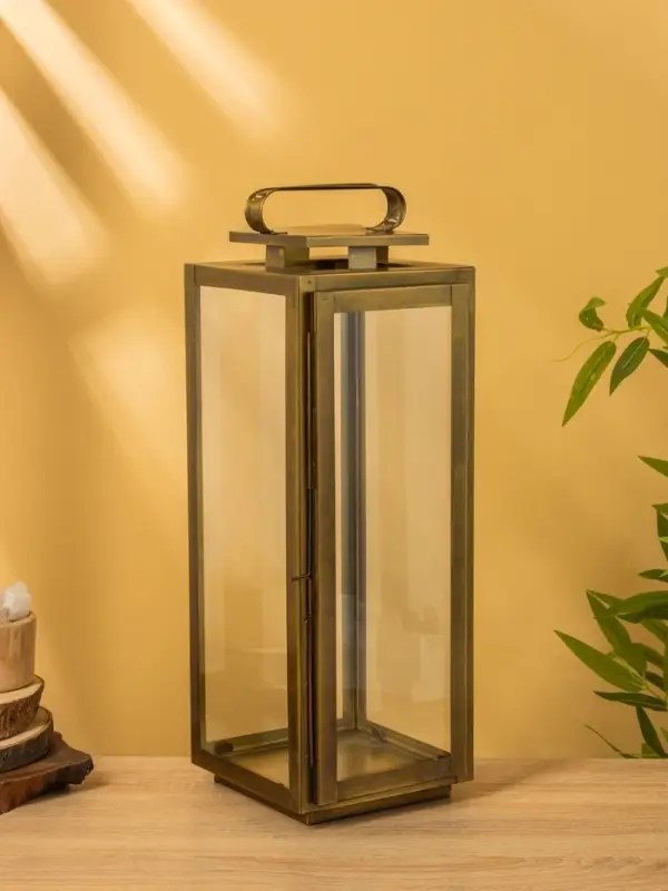 Подсвечник фонарь "Большие окна" железо 50х16,5х17 см